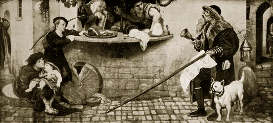 Die Proklamation über Maße und Gewichte, 1556, Illustration aus 